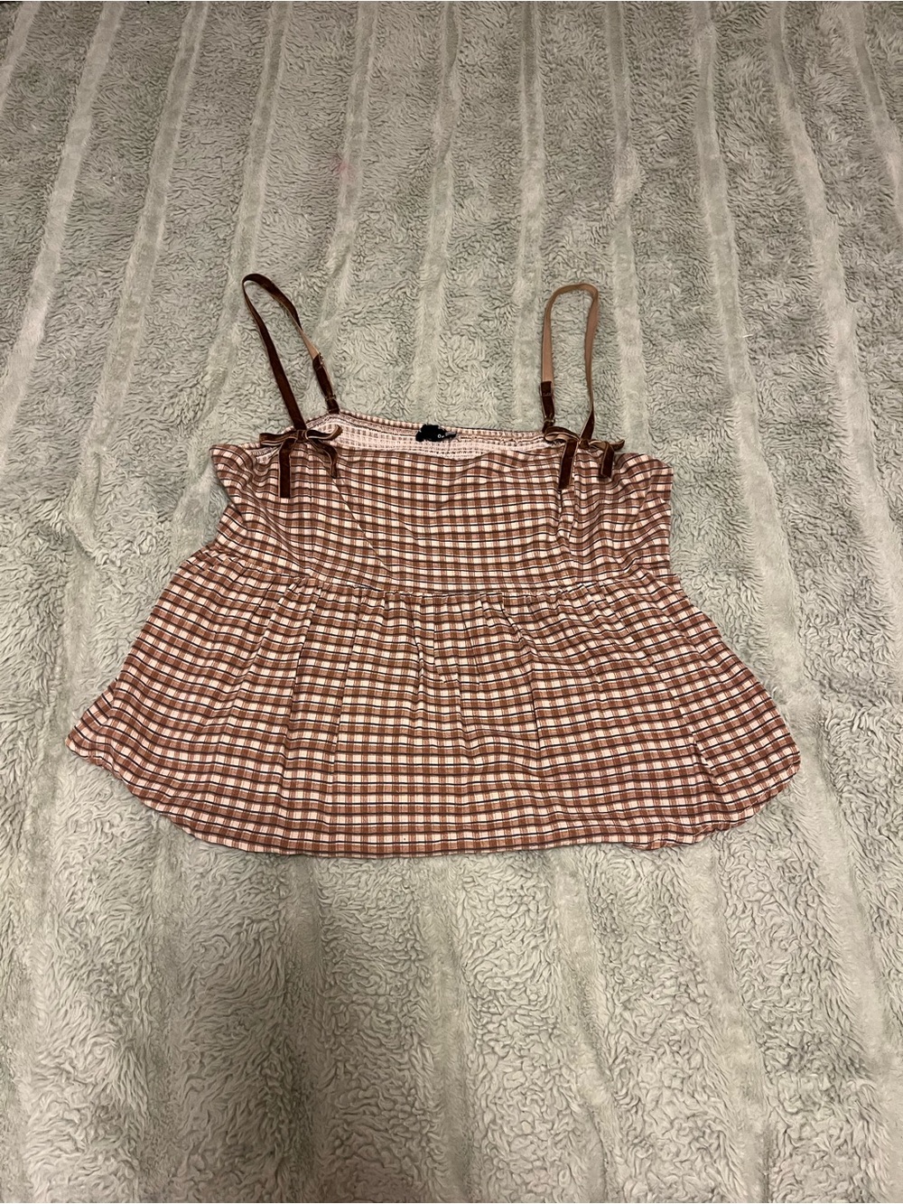 Ruffle Cami Top in Rust and White